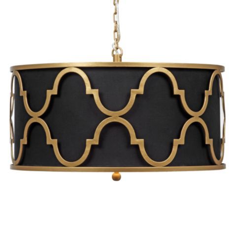 Люстра Black Shade Gold Quatrefoil Overlay Drum Pendant Черный Люстра Black Shade Gold Quatrefoil Overlay Drum Pendant Черный в Брянске | Loft Concept