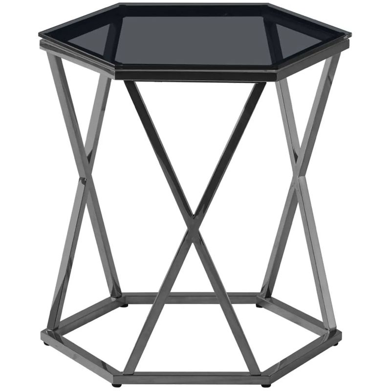 Стол приставной Ormando Collection Dark Chrome №2 Темный хром Стекло Смок Стол приставной Ormando Collection Dark Chrome №2 Темный хром Стекло Смок в Брянске | Loft Concept