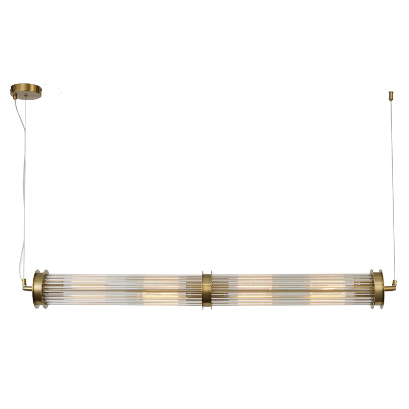 Люстра с рифленым плафоном Glass Tube Brass Латунь Прозрачный Люстра с рифленым плафоном Glass Tube Brass Латунь Прозрачный в Брянске | Loft Concept