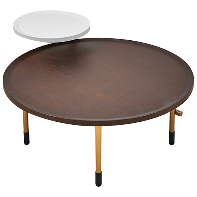 Кофейный стол Alastair Double Round Table Золотой Коричневый Белый Кофейный стол Alastair Double Round Table Золотой Коричневый Белый в Брянске | Loft Concept