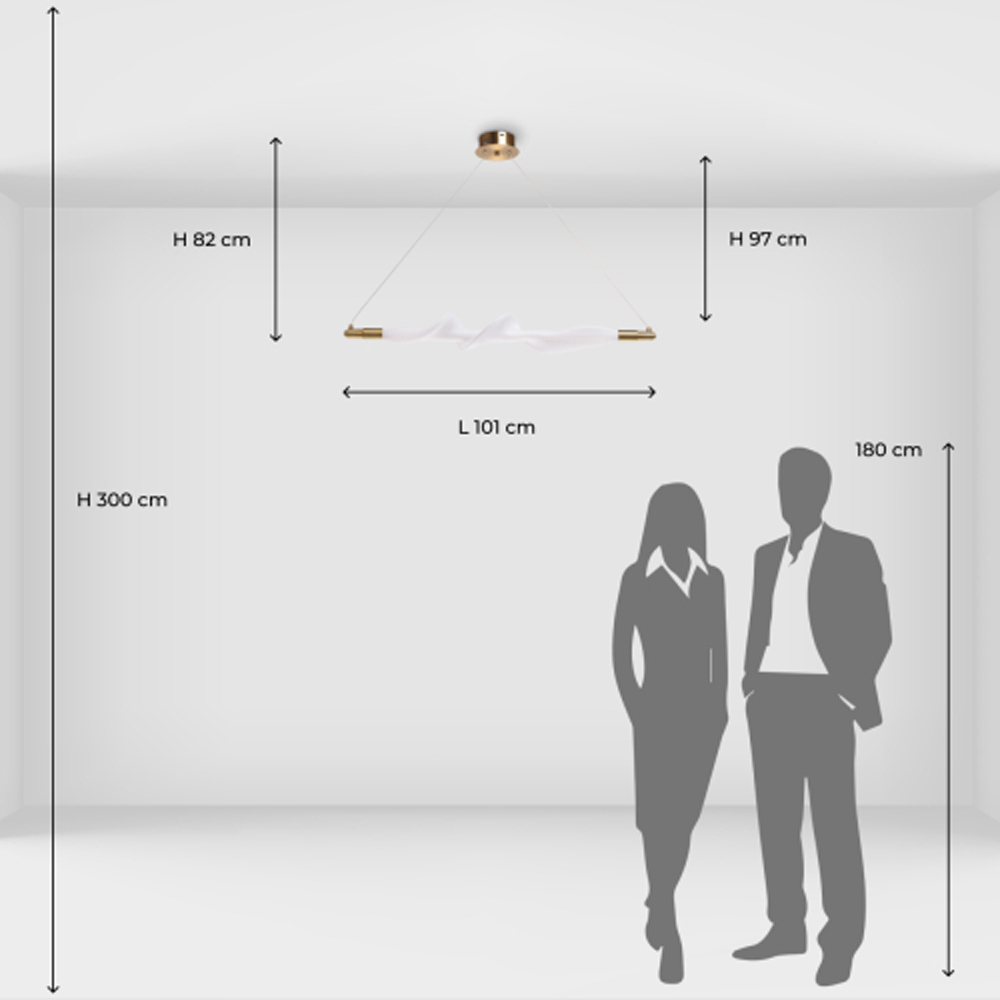 Люстра горизонтальная с волнистым белым плафоном Golden Swirl в Брянске