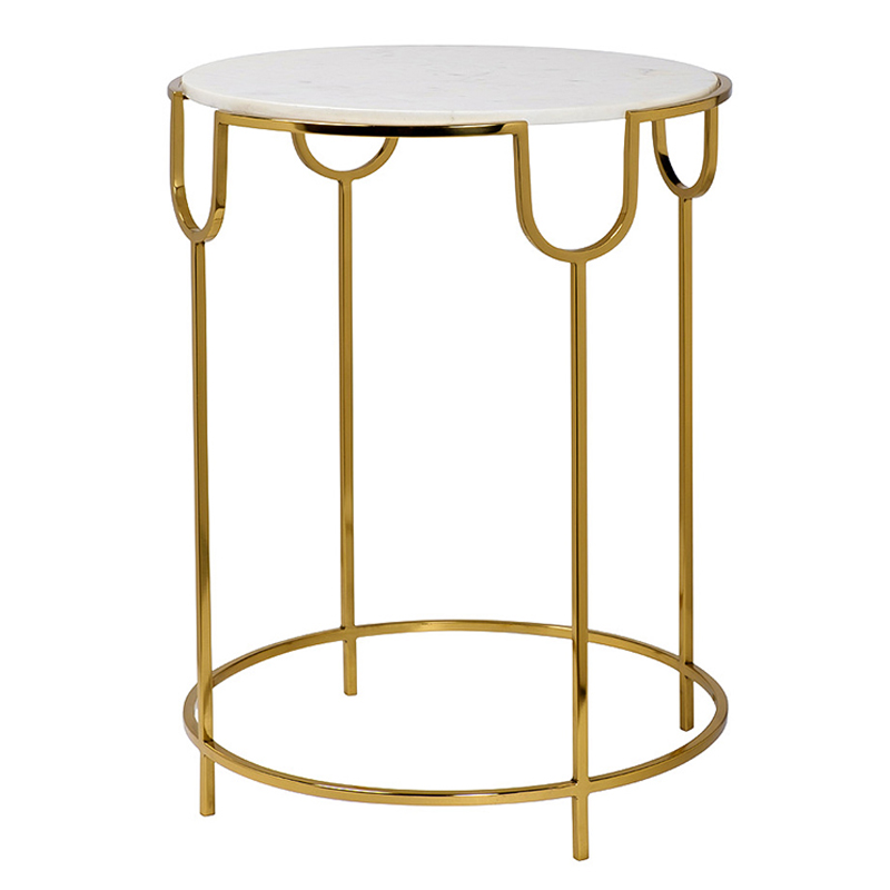 Приставной стол Bettina Side Table Глянцевое золото Белый Мрамор Bianco Приставной стол Bettina Side Table Глянцевое золото Белый Мрамор Bianco в Брянске | Loft Concept