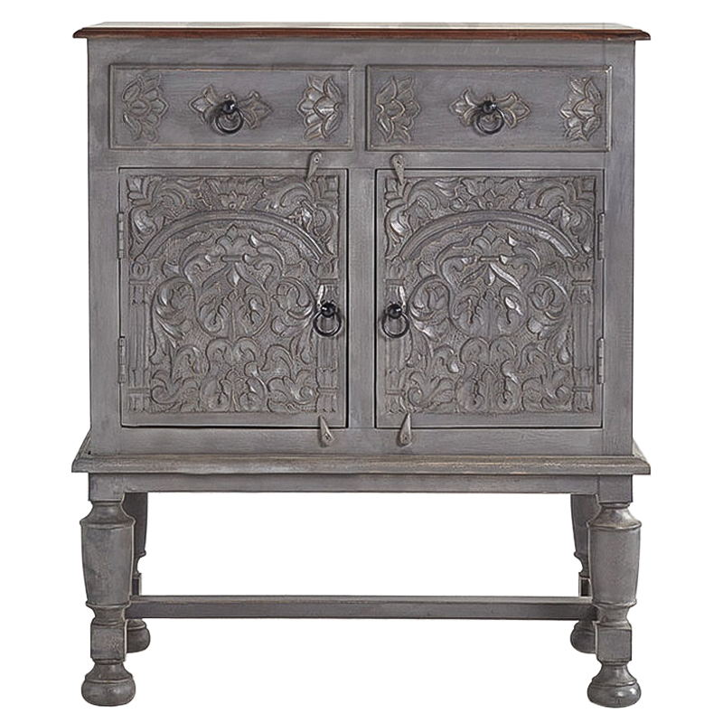 Комод Indian Antique White Furniture Chest of Drawers Amit серый Серый Коричневый Комод Indian Antique White Furniture Chest of Drawers Amit серый Серый Коричневый в Брянске | Loft Concept