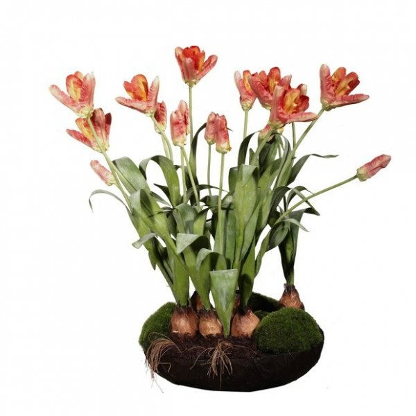 Декоративный искусственный цветок Orange Tulips Зеленый Оранжевый Декоративный искусственный цветок Orange Tulips Зеленый Оранжевый в Брянске | Loft Concept