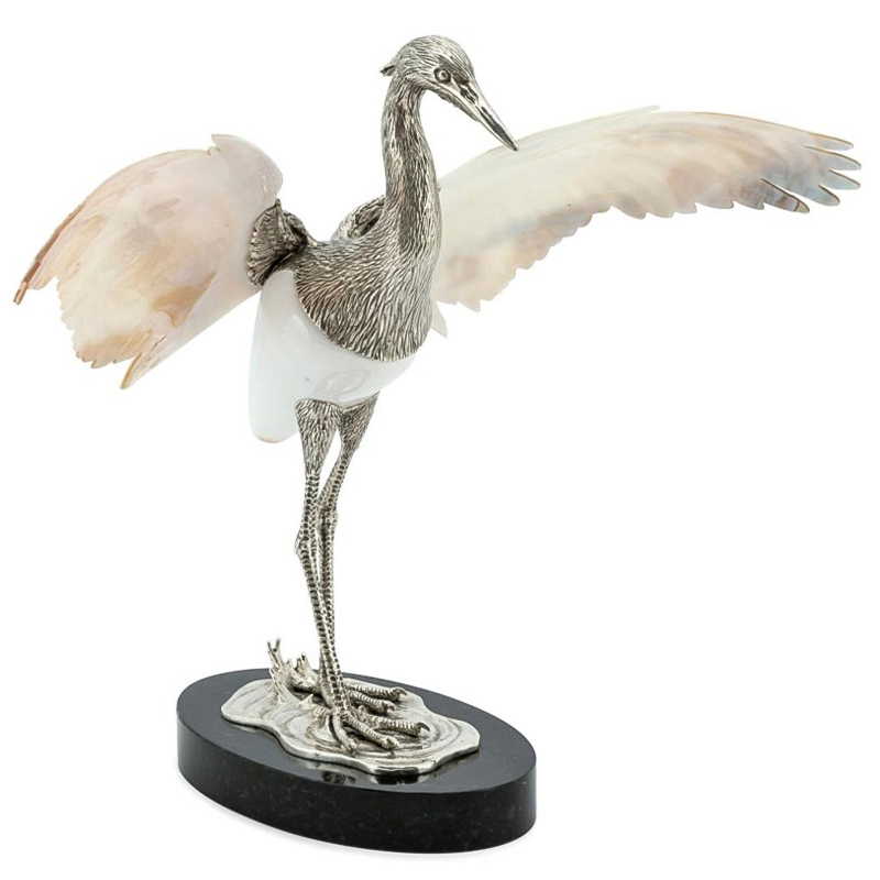 Статуэтка Abhika Heron Shell Wings Белый перламутровый Перламутровый Серебряный Черный Статуэтка Abhika Heron Shell Wings Белый перламутровый Перламутровый Серебряный Черный в Брянске | Loft Concept