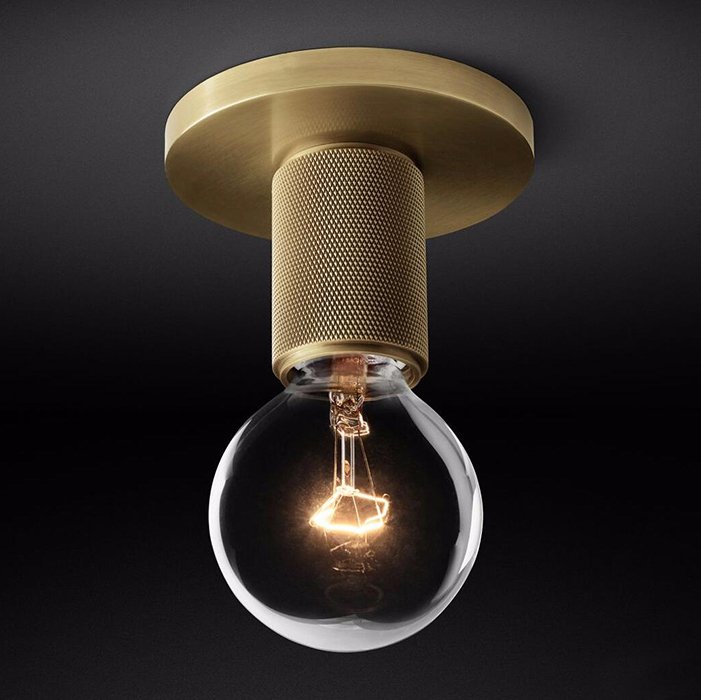 Потолочный светильник RH Utilitaire Socket Flushmount Brass Латунь в Брянске | Loft Concept 