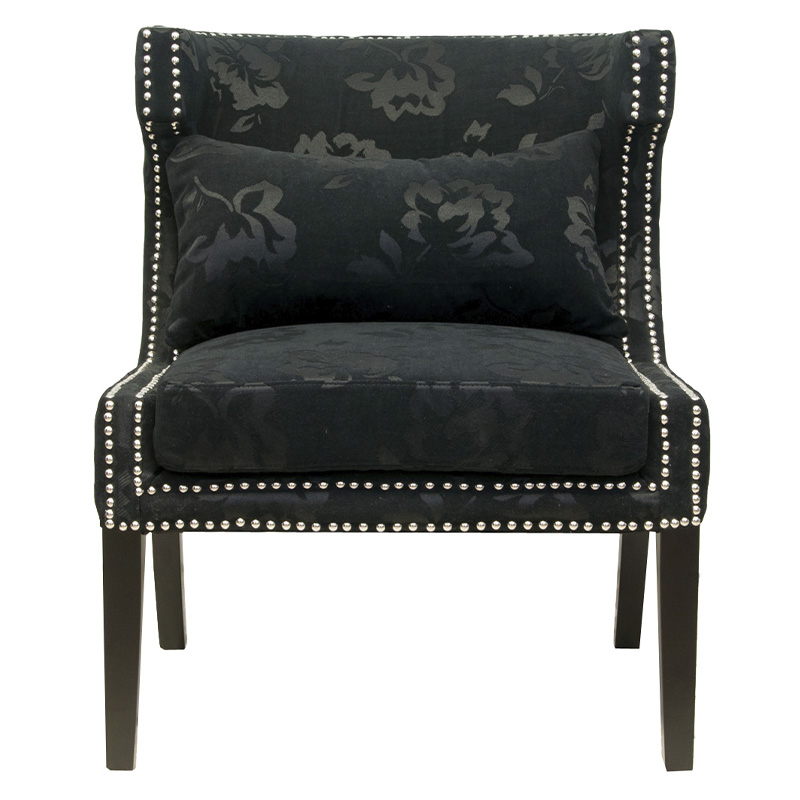 Полукресло с мягкой обивкой из жаккарда на 4-х ножках из массива березы Baroque Armchair black Черный Полукресло с мягкой обивкой из жаккарда на 4-х ножках из массива березы Baroque Armchair black Черный в Брянске | Loft Concept