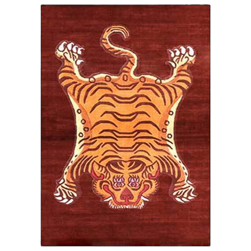 Ковер Тибетский Тигр Tibetan Tiger Rug Red Красный Оранжевый Ковер Тибетский Тигр Tibetan Tiger Rug Red Красный Оранжевый в Брянске | Loft Concept