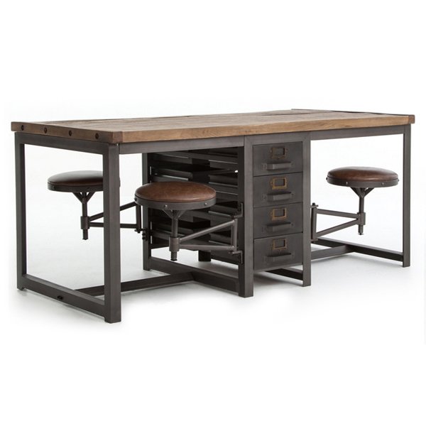 Большой рабочий стол Rupert Work Table Rustic Дуб темный Графит Большой рабочий стол Rupert Work Table Rustic Дуб темный Графит в Брянске | Loft Concept