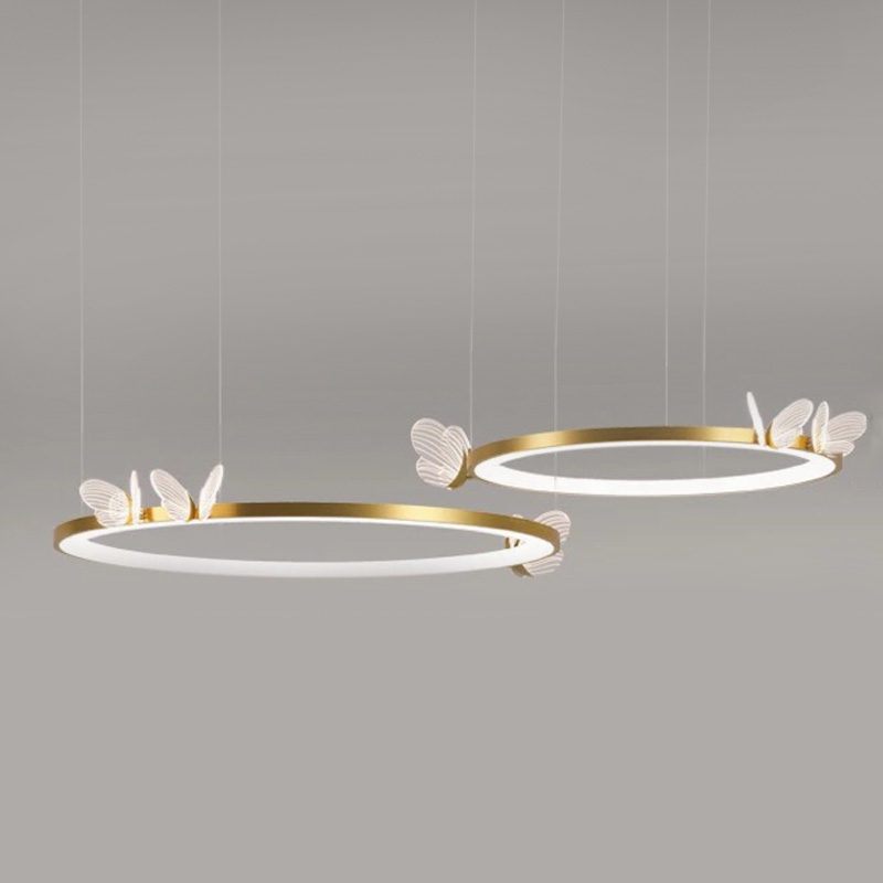 Подвесной светильник двойное кольцо с бабочками Butterfly Double Ring F Прозрачный Латунь Подвесной светильник двойное кольцо с бабочками Butterfly Double Ring F Прозрачный Латунь в Брянске | Loft Concept