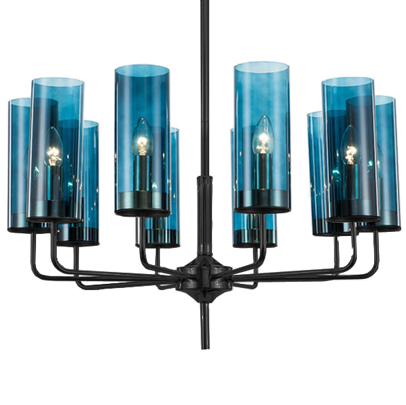 Люстра Black & Blue Glass Tube Chandelier 10 Графитовый Сапфир (Sapphire) в Брянске | Loft Concept 
