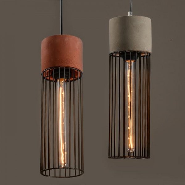 Подвесной светильник Cement Droplight Pendant Light cylinder Серый Красный Черный Подвесной светильник Cement Droplight Pendant Light cylinder Серый Красный Черный в Брянске | Loft Concept