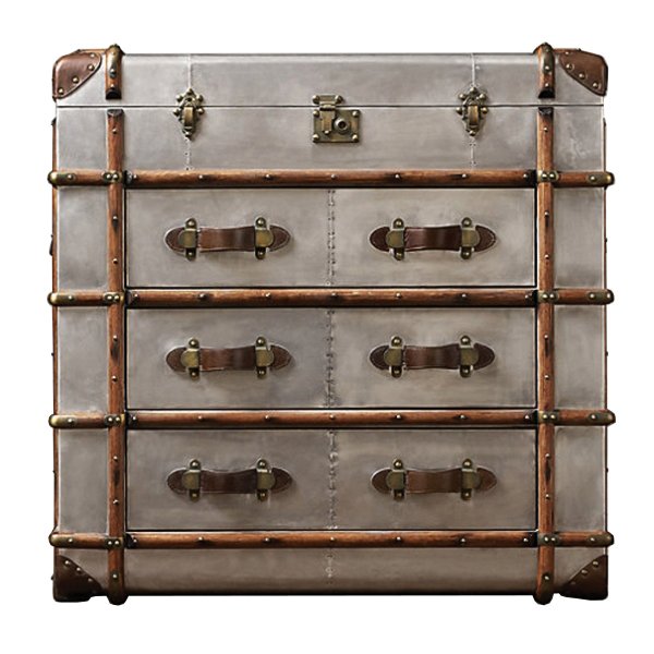 Комод в стиле Лофт RH Richards Polished Aluminum Trunks Chest Алюминий Коричневый винтаж Комод в стиле Лофт RH Richards Polished Aluminum Trunks Chest Алюминий Коричневый винтаж в Брянске | Loft Concept