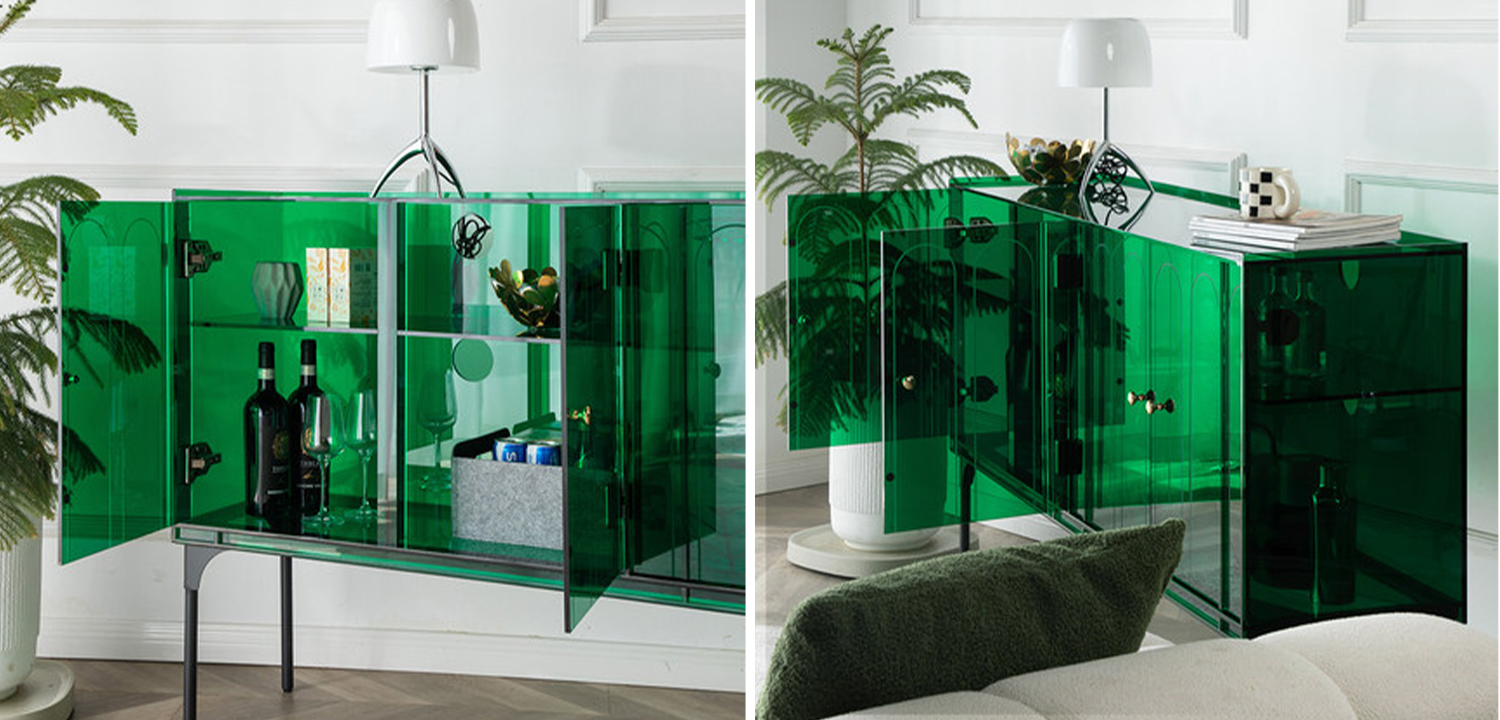 Зеленый комод из акрила Green Acrylic Furniture Chest of Drawers - фото