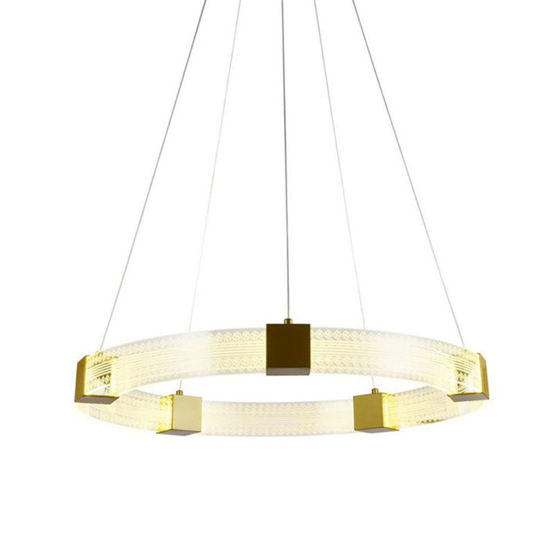 Подвесной Светильник Кольцо Ring Horizontal Ornament Meander 1 Золотой Прозрачный в Брянске | Loft Concept 