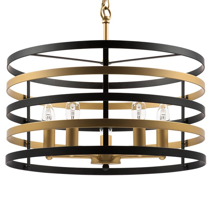 Люстра Gold Stripes Chandelier 5 Черный Золотой Люстра Gold Stripes Chandelier 5 Черный Золотой в Брянске | Loft Concept