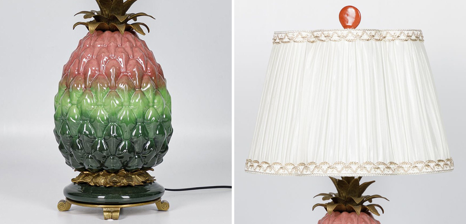 Настольная лампа с абажуром Pineapple Pink Green Table Lamp - фото