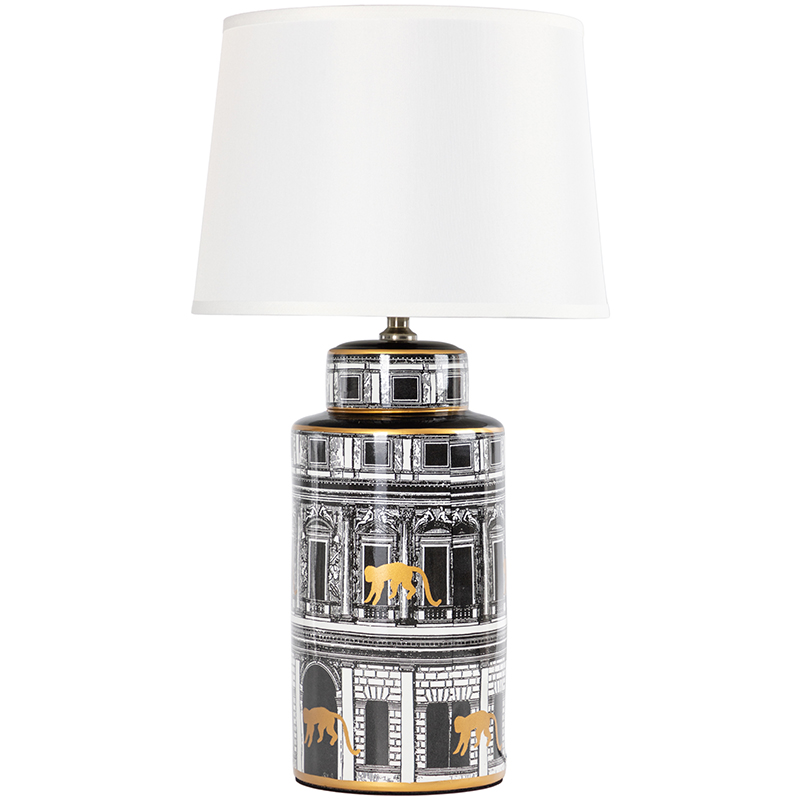 Настольная лампа Old Town Lampshade Black White Черно-белый Золотой Белый Настольная лампа Old Town Lampshade Black White Черно-белый Золотой Белый в Брянске | Loft Concept