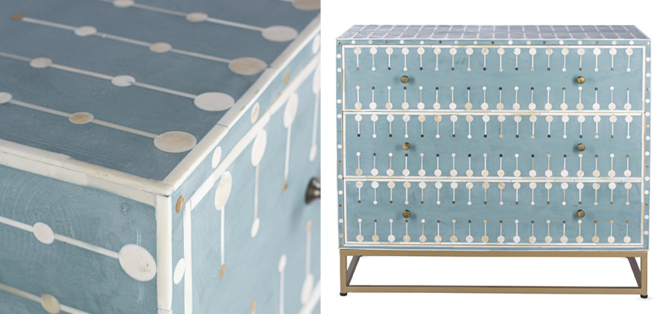Комод голубой кость BONE INLAY 3 DRAWER Комод голубой кость BONE INLAY 3 DRAWER - Loft-Concept в Брянске