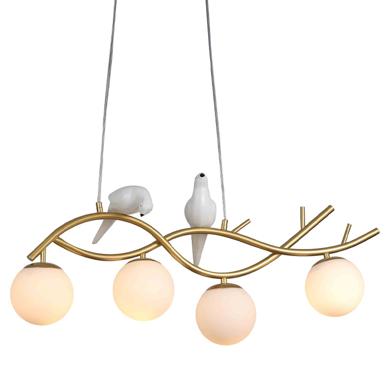 Люстра с белыми птицами Provence Bird Золотой Белый Люстра с белыми птицами Provence Bird Золотой Белый в Брянске | Loft Concept