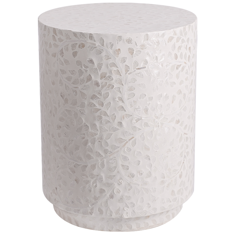 Приставной стол Bone Inlay Pearl Side Table Белый Бежевый Перламутровый в Брянске | Loft Concept 