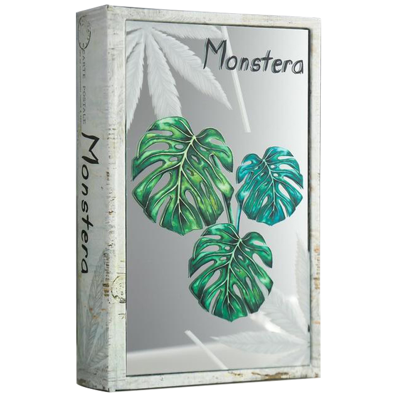 Шкатулка-книга Monstera Leaves Mirror Book Box Серый Зеленый Бежевый Шкатулка-книга Monstera Leaves Mirror Book Box Серый Зеленый Бежевый в Брянске | Loft Concept