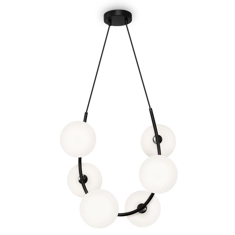 Люстра Marcan 6 Ball Chandelier Black Черный Белый Люстра Marcan 6 Ball Chandelier Black Черный Белый в Брянске | Loft Concept