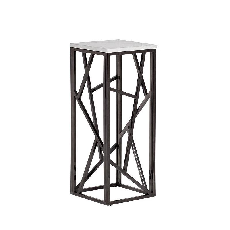 Подставка Serene Furnishing Dark Chrome Marble Top stand Хром Белый Подставка Serene Furnishing Dark Chrome Marble Top stand Хром Белый в Брянске | Loft Concept
