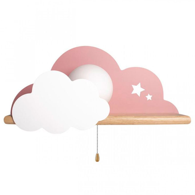 Бра с деревянной полкой розовое Облако Wall Lamp Pink Cloud Розовый пастельный Древесина Бра с деревянной полкой розовое Облако Wall Lamp Pink Cloud Розовый пастельный Древесина в Брянске | Loft Concept