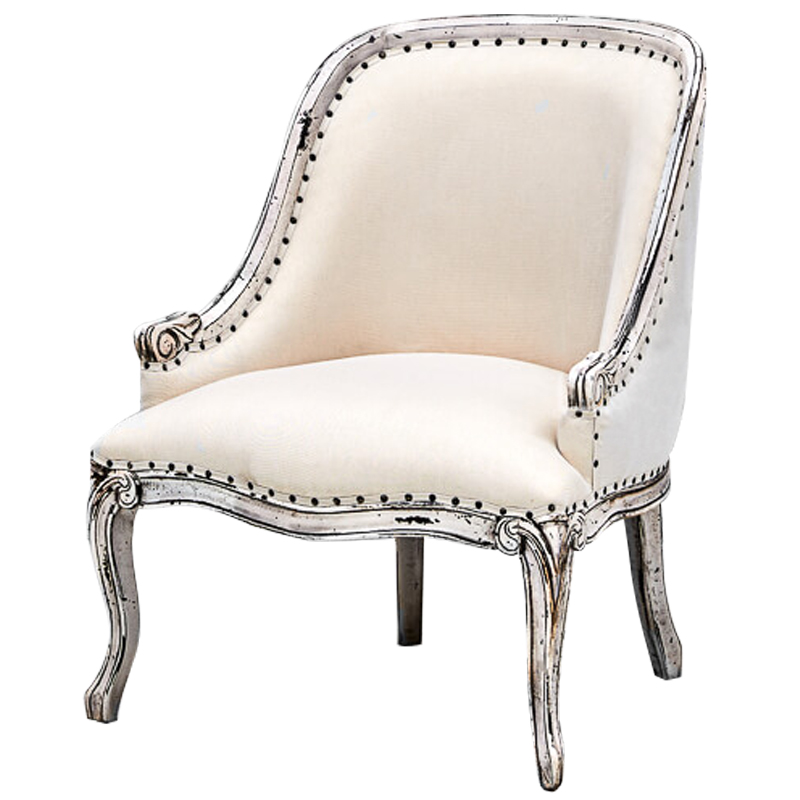 Кресло Jeunesse French Seating Armchair Белый Молочный Коричневый винтаж Кресло Jeunesse French Seating Armchair Белый Молочный Коричневый винтаж в Брянске | Loft Concept