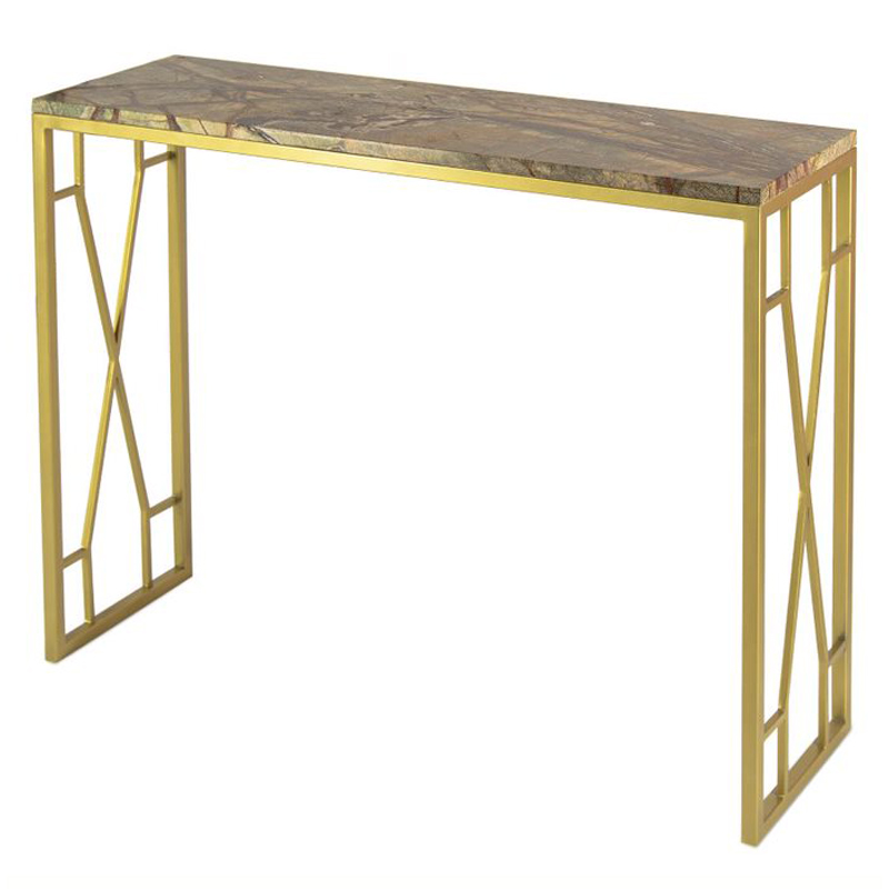 Консоль Rovigo Console коричневый мрамор Коричневый Золотой в Брянске | Loft Concept 