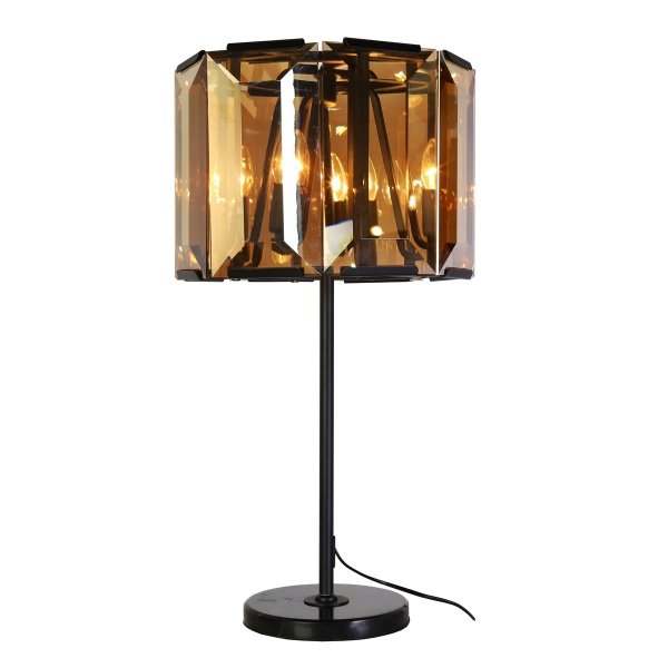 Настольная лампа Harlow Crystal Round Table Amber Черный Янтарь (Amber) в Брянске | Loft Concept 