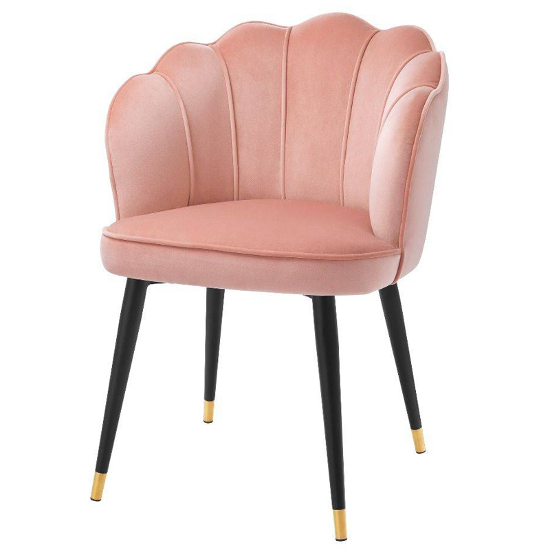 Стул Eichholtz Dining Chair Bristol nude Розовый пастельный Черный Латунь Стул Eichholtz Dining Chair Bristol nude Розовый пастельный Черный Латунь в Брянске | Loft Concept