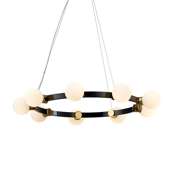 Люстра Hoop Balls Chandelier Черный Белый Люстра Hoop Balls Chandelier Черный Белый в Брянске | Loft Concept