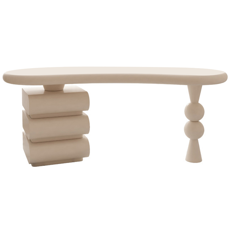 Рабочий стол Cecil Unique Shape Desk Бежевый Рабочий стол Cecil Unique Shape Desk Бежевый в Брянске | Loft Concept