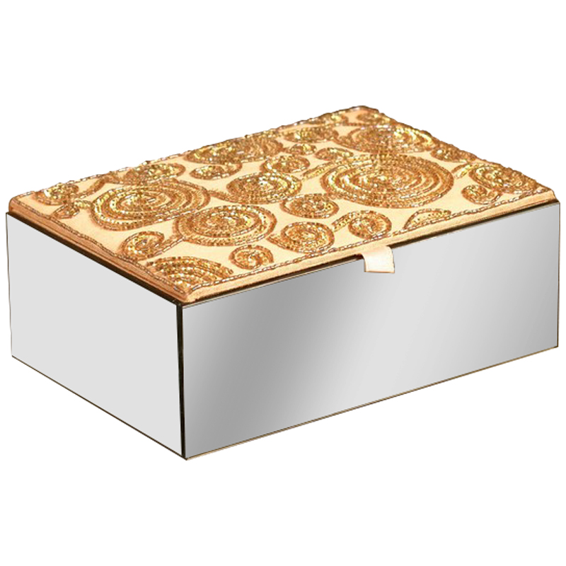 Шкатулка с вышивкой из бисера Spiral Ornament Beads Embroidery Mirror Box Золотой Зеркало Шкатулка с вышивкой из бисера Spiral Ornament Beads Embroidery Mirror Box Золотой Зеркало в Брянске | Loft Concept