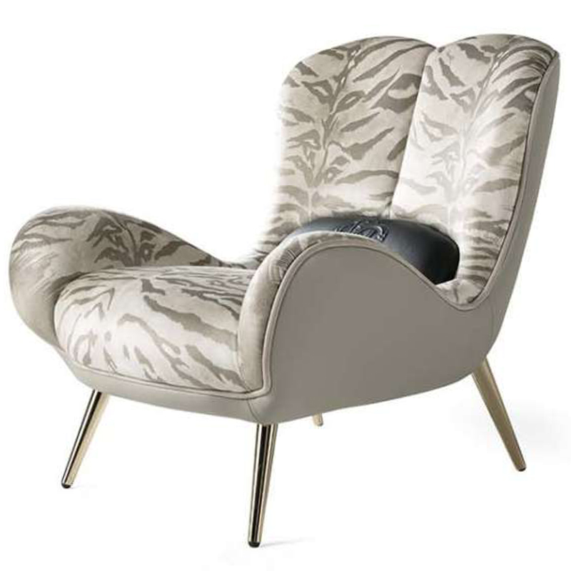 Дизайнерское Кресло Tifnit Armchairs стиль Roberto Cavalli III Серый Бежево-серый Глянцевое золото Дизайнерское Кресло Tifnit Armchairs стиль Roberto Cavalli III Серый Бежево-серый Глянцевое золото в Брянске | Loft Concept