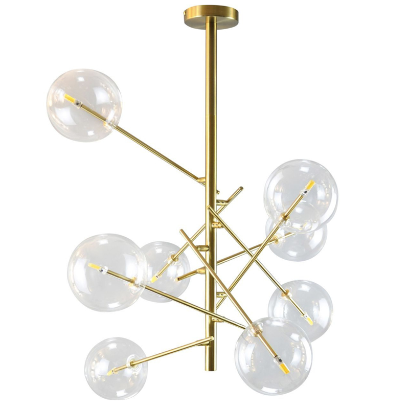 Люстра Gallotti & Radice Bolle Рanging Lamp 8 плафонов Золотой Прозрачный (Transparent) Люстра Gallotti & Radice Bolle Рanging Lamp 8 плафонов Золотой Прозрачный (Transparent) в Брянске | Loft Concept