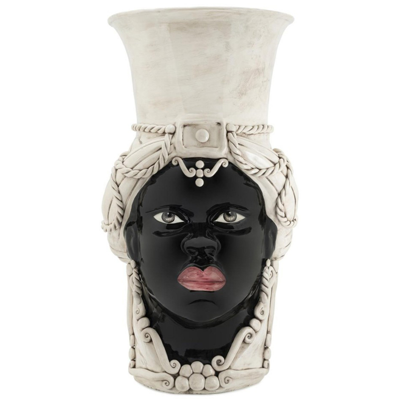 Ваза Vase Moro Lady Giant Бежевый Черный Ваза Vase Moro Lady Giant Бежевый Черный в Брянске | Loft Concept
