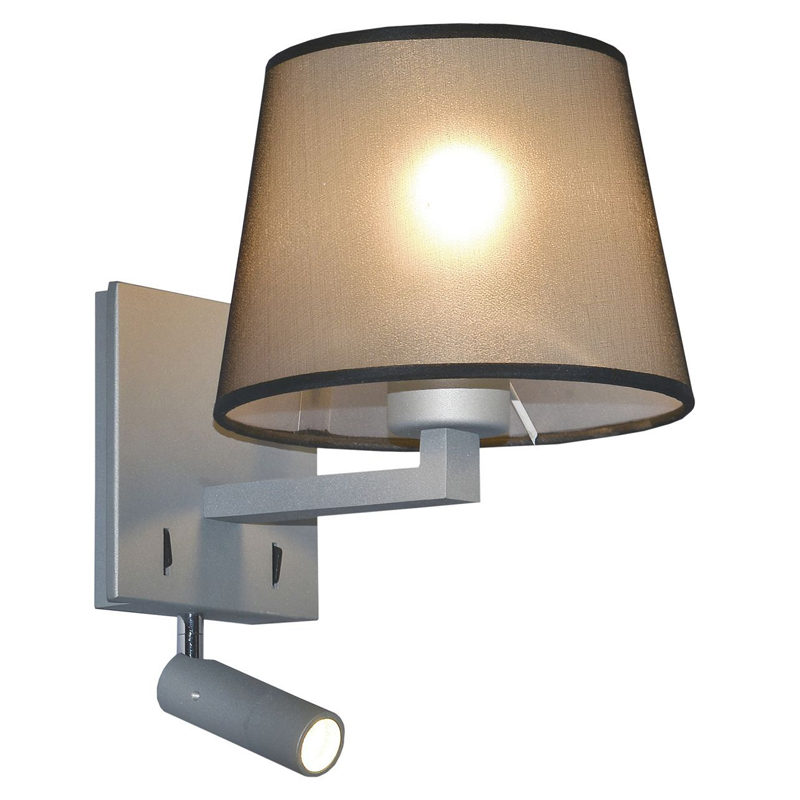 Бра с абажуром и поворотным спотом Trumpet Lamp Grey Серый Бра с абажуром и поворотным спотом Trumpet Lamp Grey Серый в Брянске | Loft Concept