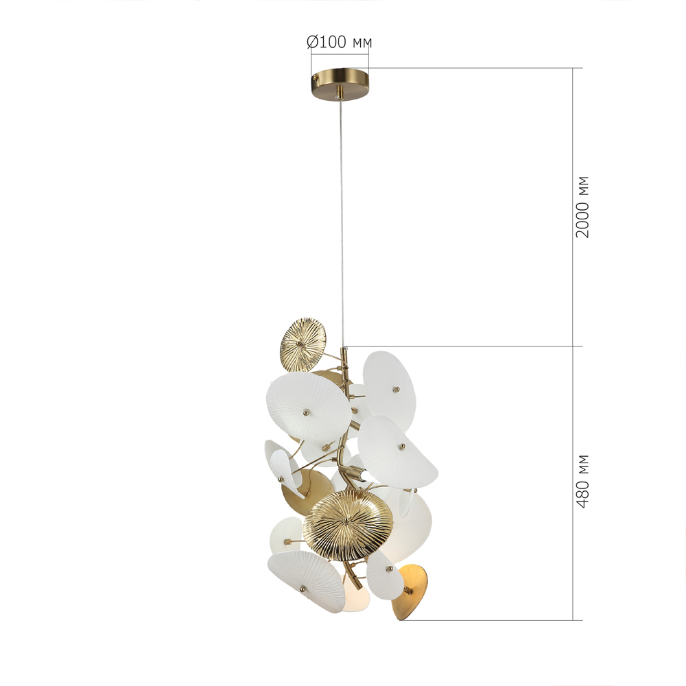 Подвесной светильник с белыми и золотистыми цветами Dahlia Flowers Lamp в Брянске