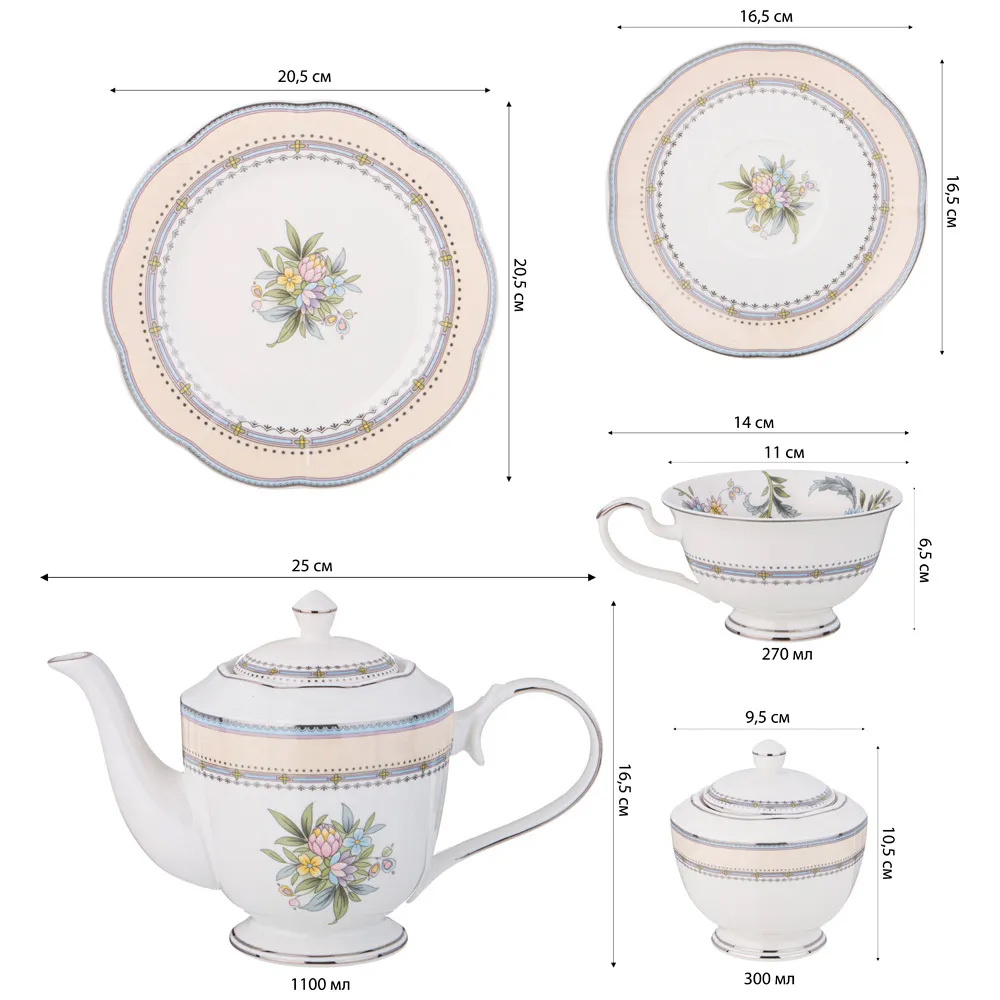 Чайный сервиз из фарфора на 6 персон 20 предметов Tea Flower Set Чайный сервиз из фарфора на 6 персон 20 предметов Tea Flower Set в Брянске