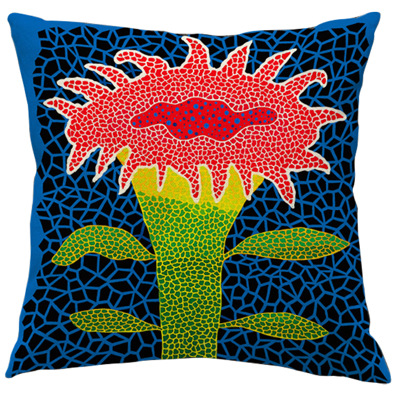 Декоративная подушка Yayoi Kusama Flower Pink Мульти Синий Зеленый Желтый Декоративная подушка Yayoi Kusama Flower Pink Мульти Синий Зеленый Желтый в Брянске | Loft Concept