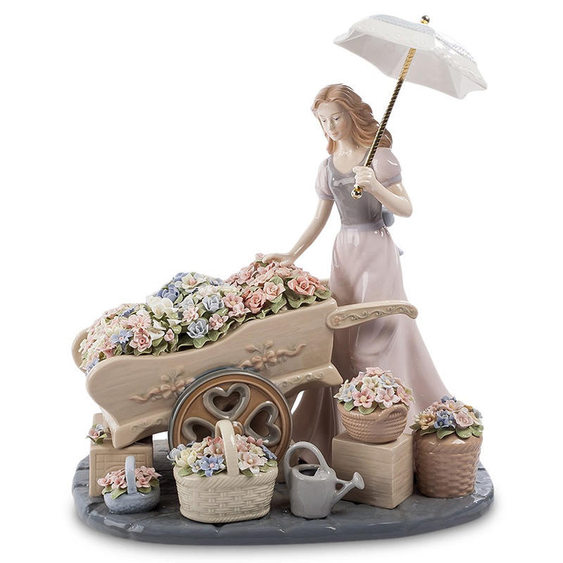 Статуэтка фарфоровая Девушка с цветами Charming Statuette Белый Розовый Серо-голубой Зеленый Бежевый Серый Статуэтка фарфоровая Девушка с цветами Charming Statuette Белый Розовый Серо-голубой Зеленый Бежевый Серый в Брянске | Loft Concept