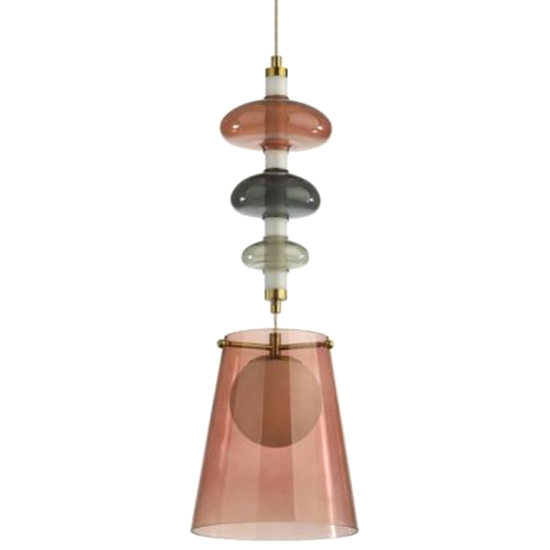 Подвесной светильник Contemporan Pink с цветным стеклом Серый Бронза Розовый Подвесной светильник Contemporan Pink с цветным стеклом Серый Бронза Розовый в Брянске | Loft Concept