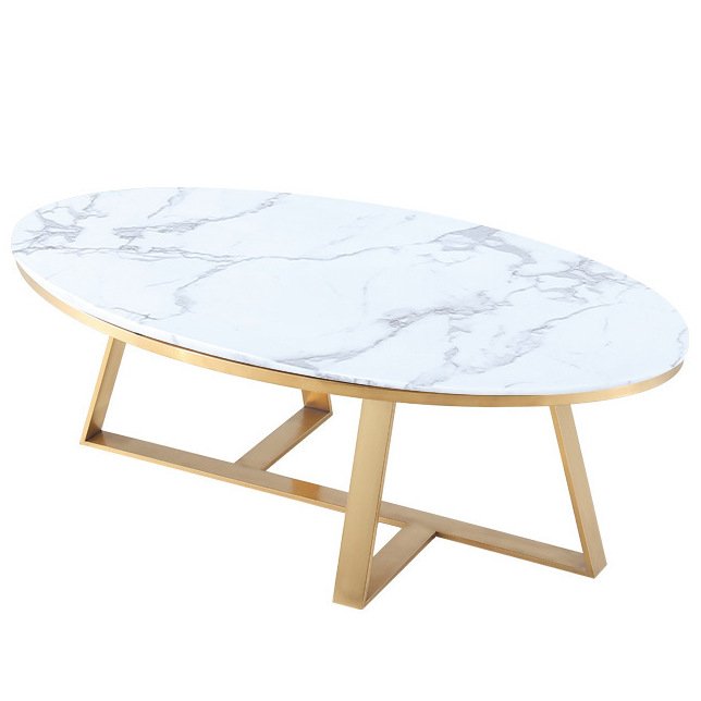 Кофейный стол Marble Oval Table Латунь Белый Кофейный стол Marble Oval Table Латунь Белый в Брянске | Loft Concept
