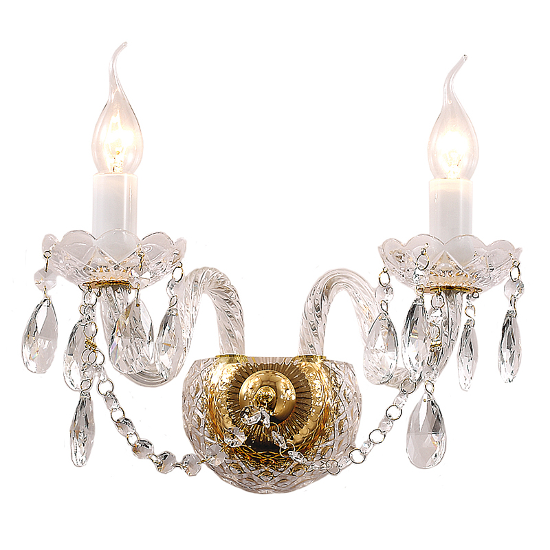 Бра Melisa Sconce Double Глянцевое золото Прозрачный Бра Melisa Sconce Double Глянцевое золото Прозрачный в Брянске | Loft Concept