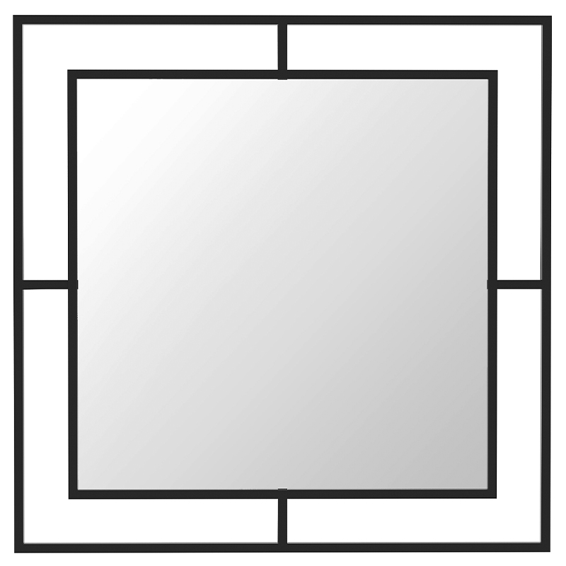 Настенное зеркало квадратной формы в черной металлической раме CORNER MIRROR BLACK Черный в Брянске | Loft Concept 