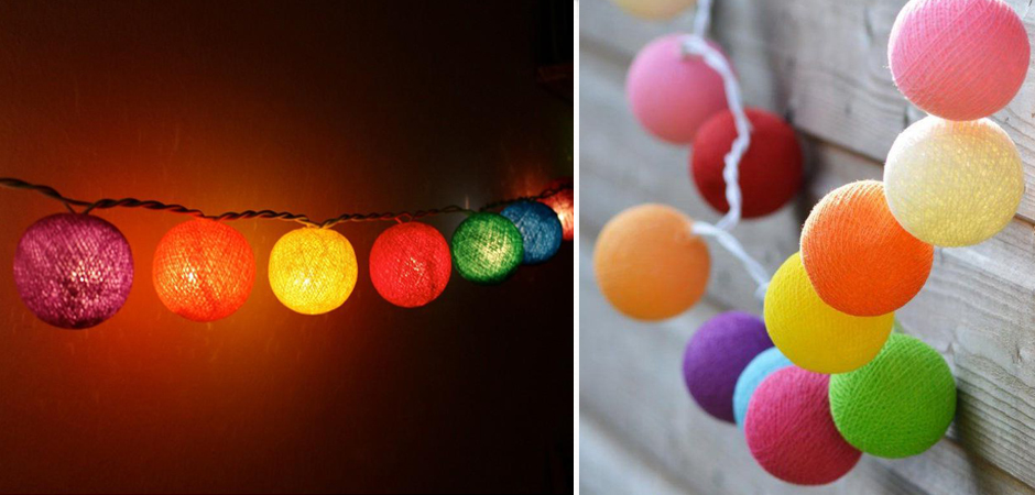 Гирлянда хлопковые фонарики Сotton Ball Rainbow - Loft-Concept в Брянске