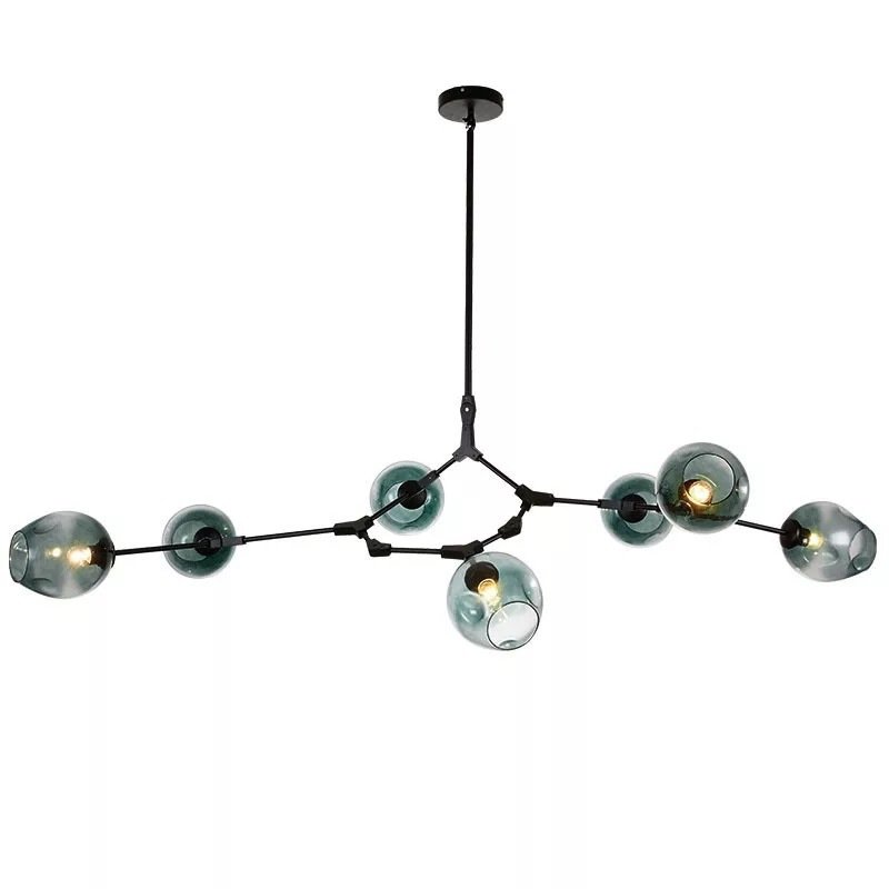 Люстра Сrumpled Glass Bubble Chandelier blue Glass Черный Голубой пастельный Люстра Сrumpled Glass Bubble Chandelier blue Glass Черный Голубой пастельный в Брянске | Loft Concept